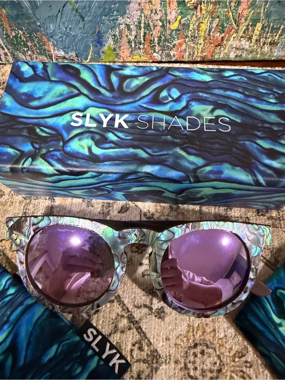SLYK Shades Blue Marble Round Sunglasses new
